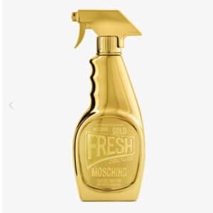Moschino Gold Fresh Couture cleaning spray designed bottle