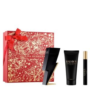 The Carolina Herrera Bad Boy Gift Set Features Bad Boy Eau De Toilette 100ml, EDT Travel Spray 10ml and Shower Gel 100ml.