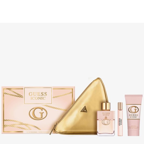 The Guess Iconic Gift Set Features Iconic Eau de Parfum 100ml, EDP Travel Spray 15ml, Body Lotion 100ml and Pouch.