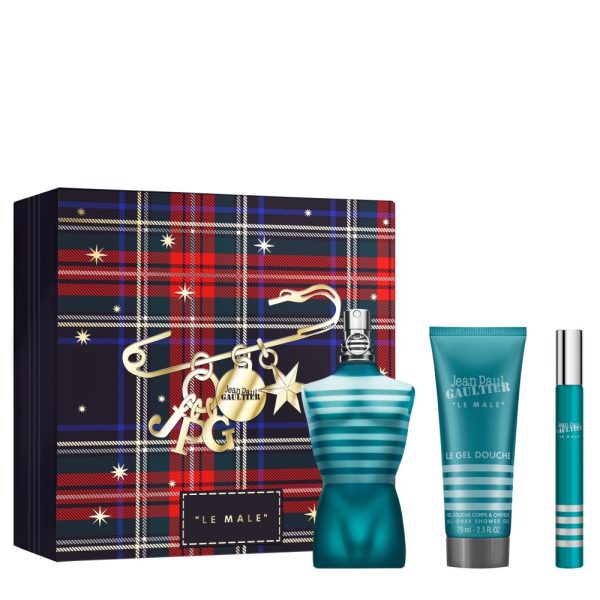 The Jean Paul Gaultier Le Male Gift Set Features: Le Male Eau De Toilette 75ml, EDT Travel Spray 10ml and Shower Gel 75ml.