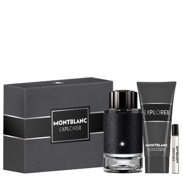 The Montblanc Explorer Gift Set Features: Explorer Eau De Parfum 100ml, EDP 7.5ml and Shower Gel 100ml.