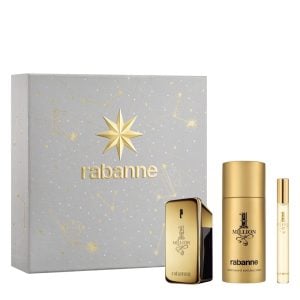 The Rabanne 1 Million Gift Set Features 1 Million Eau De Toilette 50ml, EDT Travel Spray 10ml and Deodorant Spray 150ml.