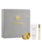 The Rabanne Lady Million Gift Set Features Lady Million Eau de Parfum 50ml, EDP Travel Spray 10ml and Body Lotion 100ml.