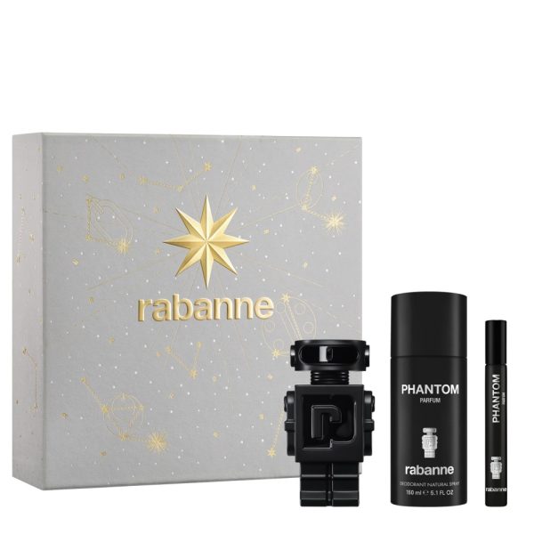 The Rabanne Phantom Parfum Gift Set Features Phantom Parfum 50ml and Parfum Travel Spray 10ml.