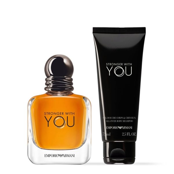 The Emporio Armani Stronger with you Gift Set Features Stronger with you Eau De Toilette 50ml and Shower Gel 75ml.