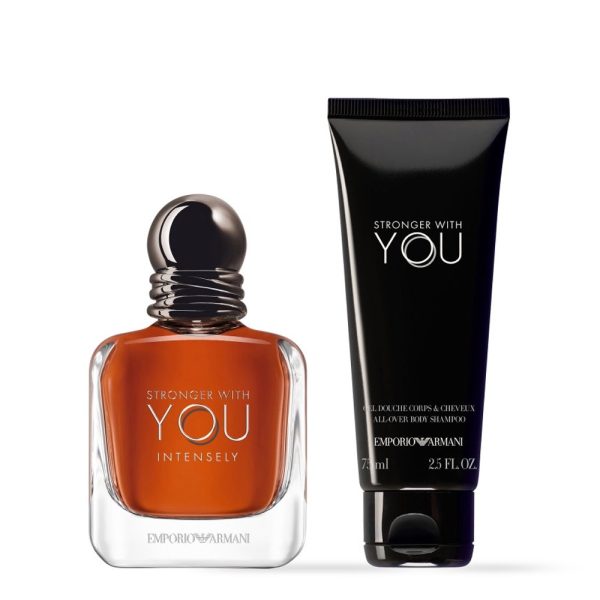 The Emporio Armani Stronger with You Intensely Gift Set Features Stronger with you Intensely Eau De Parfum 50ml and Shower Gel 75ml.
