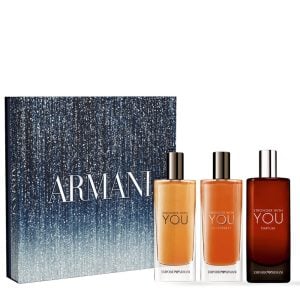 The Emporio Armani Stronger with you Luxury Christmas Miniature Gift Set Features Stronger with you Eau De Toilette 15ml, Stronger with you Intensely Eau de Parfum 15ml and Stronger with you Parfum 15ml.