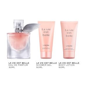 Lancome La Vie est Belle Eau de Parfum Gift Set 30ml Lancome La Vie Est Belle Eau de Parfum Gift Set is a radiant expression of joy and femininity. Crafted to inspire happiness, this fragrance embodies a philosophy of life that celebrates the beauty found in the everyday. Its luminous character and enduring trail have made it a beloved choice for women seeking a scent that is both elegant and uplifting. The Lancome La Vie Est Belle Gift Set Features La Vie Est Belle Eau De parfum Refillable 30ml, Body Lotion 50ml and Shower Gel 50ml.