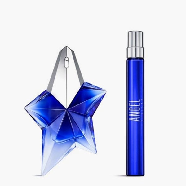 The Mugler Angel Stellar Gift Set Features Angel Stellar Eau De Parfum Lumineuse 25ml and EDP Travel Spray 10ml.