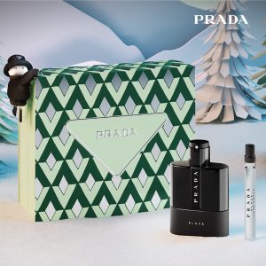 The Prada Luna Rossa Black Gift Set Features Luna Rossa Black Eau De Parfum 100ml and EDP Travel Spray 10ml.