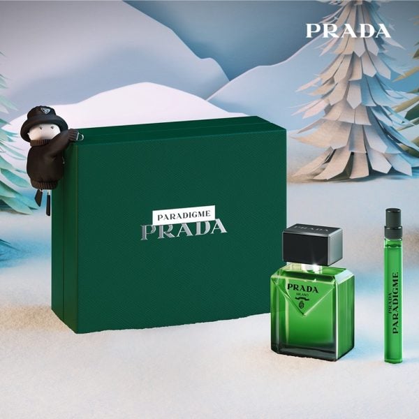 The Prada Paradigme Gift Set Features Paradigme Eau de Parfum 50ml and EDP Travel Spray 10ml.