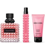 The Valentino Donna Born In Roma Gift Set Features Donna Born In Roma Eau De Parfum 100ml, EDP Travel Spray 10ml and 50ml Body Lotion.