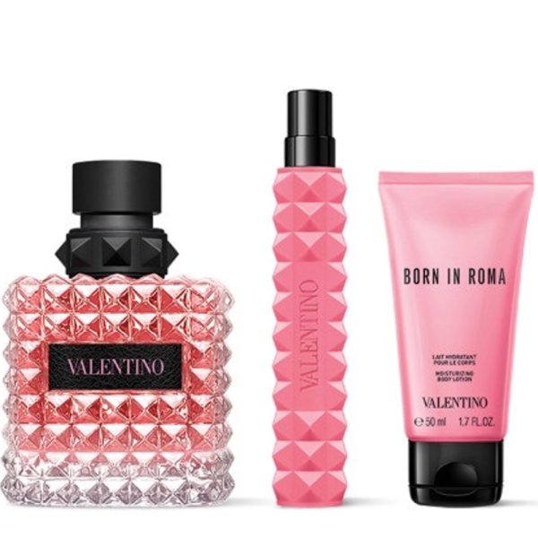 The Valentino Donna Born In Roma Gift Set Features Donna Born In Roma Eau De Parfum 100ml, EDP Travel Spray 10ml and 50ml Body Lotion.