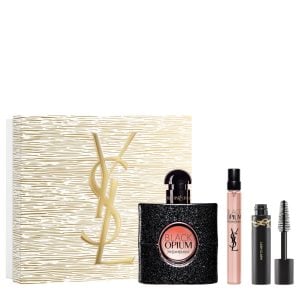 The Yves Saint Laurent Black Opium Gift Set Features Black Opium Eau De Parfum 50ml, EDP Travel Spray 10ml and Mascara 2ml.
