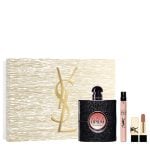 The Yves Saint Laurent Black Opium Gift Set Features Black Opium Eau De Parfum 90ml, EDP Travel Spray 10ml and Miniature Lipstick.