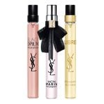 The Yves Saint Laurent YSL Miniature Gift Set Features Black Opium Eau De Parfum 10ml, Libre Eau De Parfum 10ml and Mon Paris Eau De Parfum 10ml.