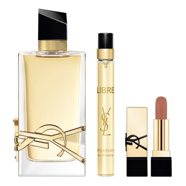 The Yves Saint Laurent Libre Gift Set Features Libre Eau De Parfum 90ml, EDP Travel Spray 10ml and Lipstick.