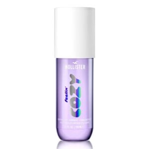 purple hued Hollister Feelin Cozy hair and body mist bottle