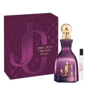 Image of The Jimmy Choo I Want Choo Midnight Gift Set Features I Want Choo Midnight Eau de Parfum 60ml and EDP Travel Spray 10ml.